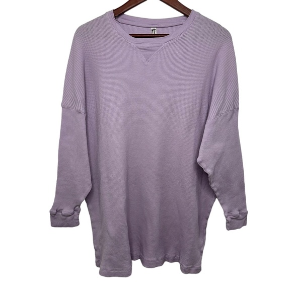 Free People Lavender Waffle Thermal Long Sleeve Top Size XS Intimately Free - Picture 3 of 11